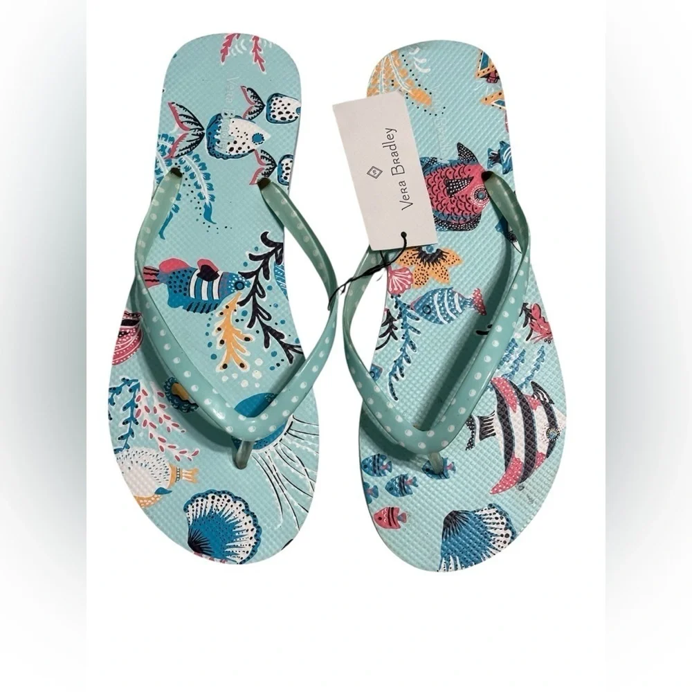 Vera Bradley New Flip Flops Antilles Treasure Coral 9-10